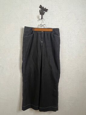 Work to Weekend Dark Wash Wide Leg Jeans Size 10 Contrast Stitch Denim